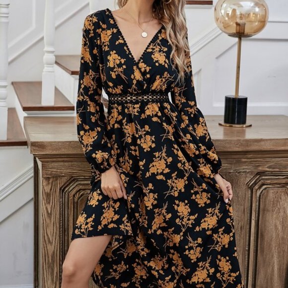 BOHO BEAUTY Floral Print Dress - Black - Picture 1 of 6